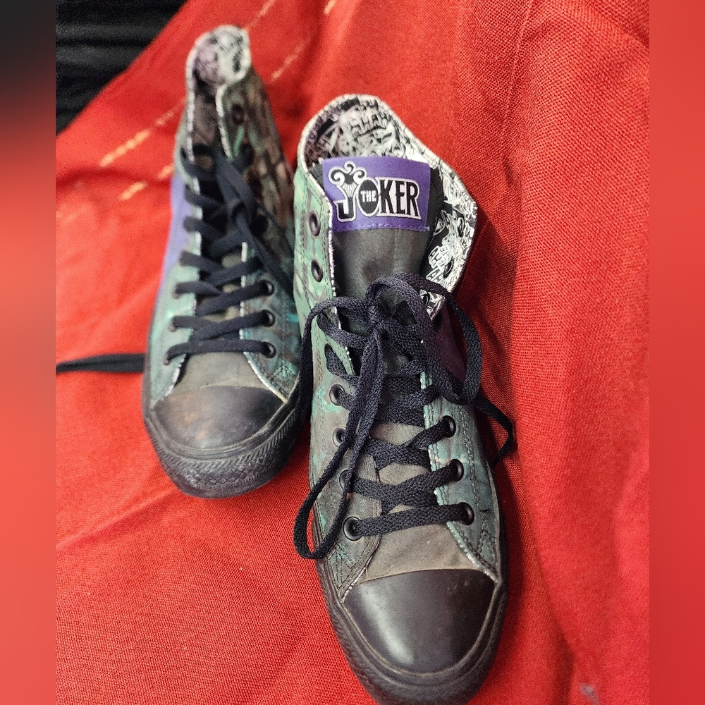 Converse High Top Sneakers Green Black Joker Graphic - Picture 8 of 16